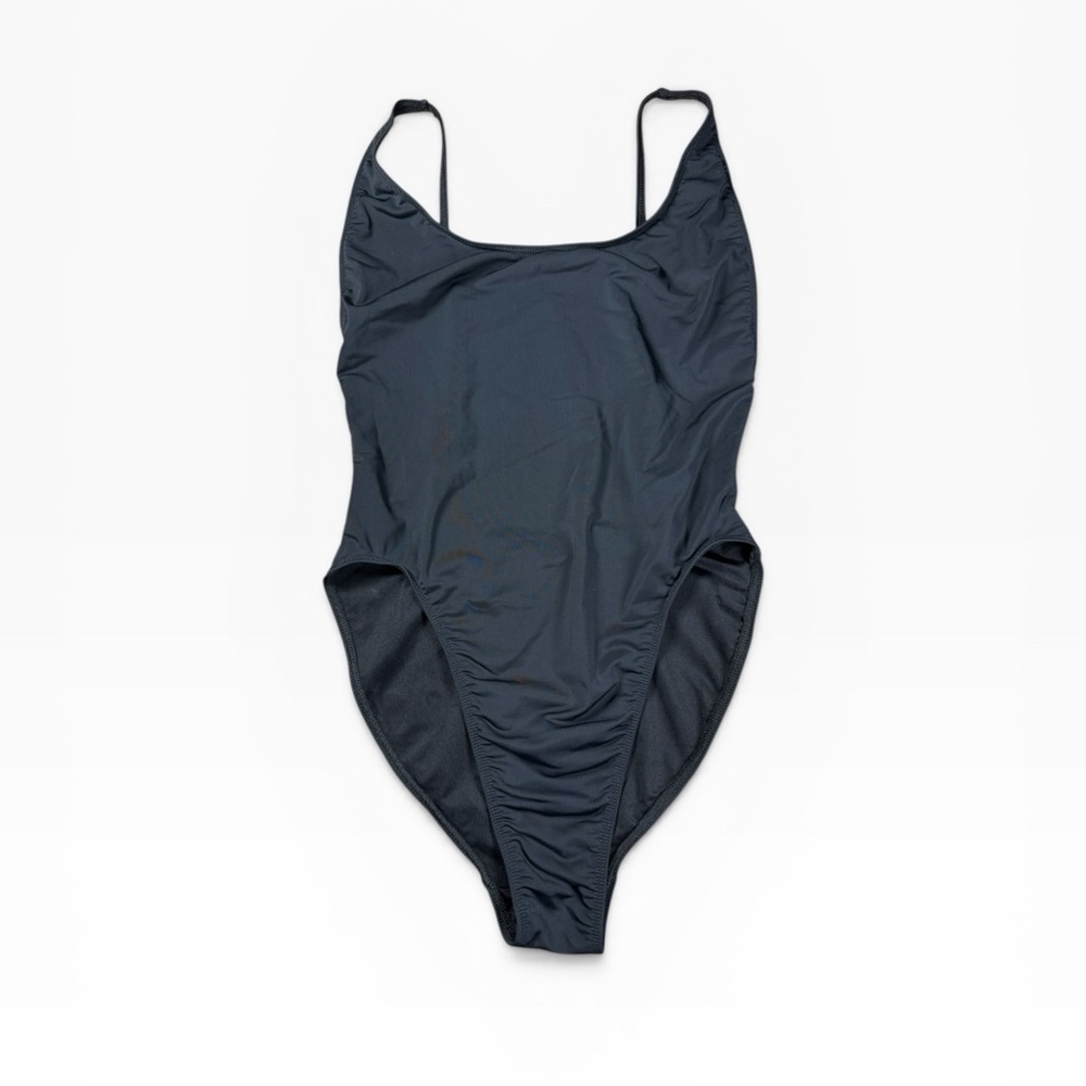 AMERICAN APPAREL One Piece Black Swim Suit Low Cut Scoop Back Size Large